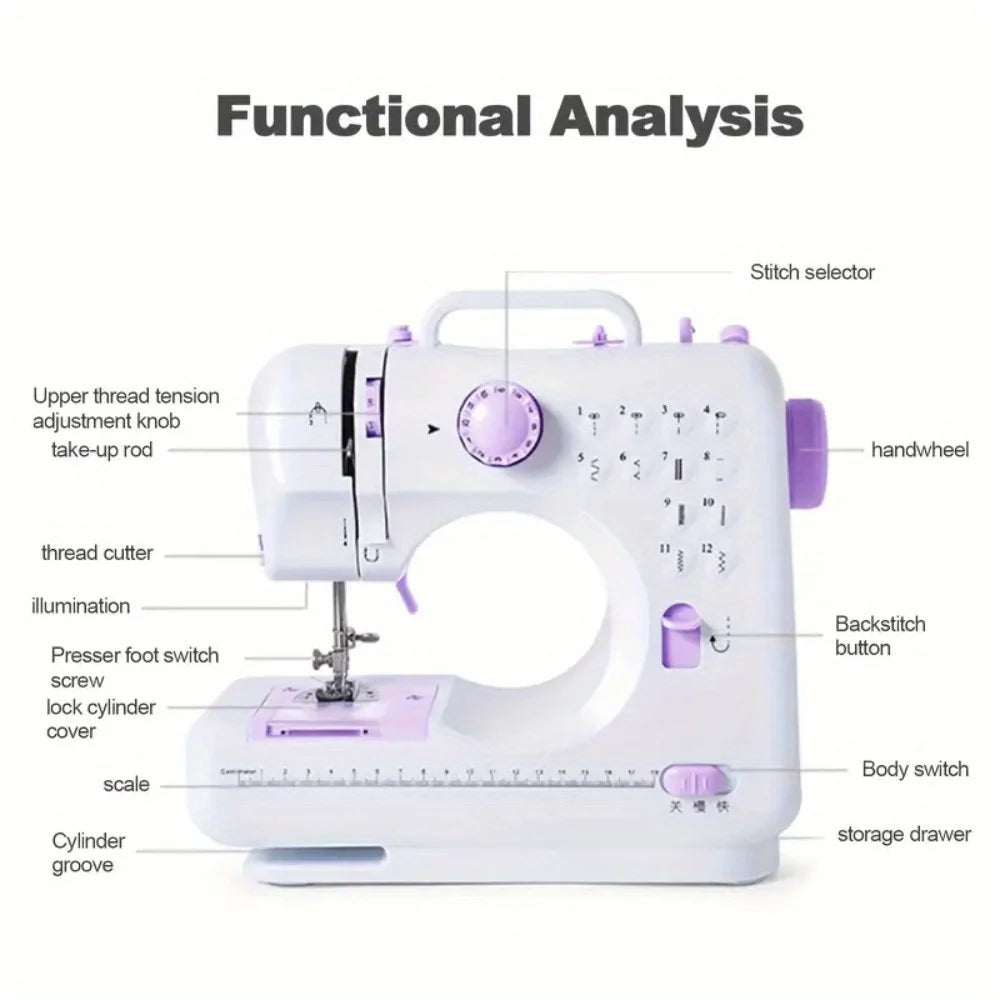 Electric Sewing Machine With Extension Table Foot Pedal And Light