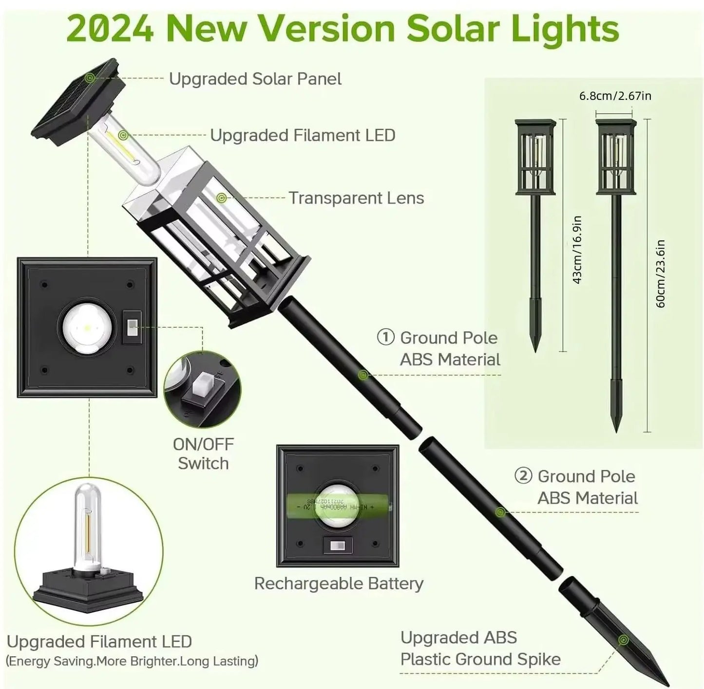 Solar Pathway Light Outdoor LED Lamp IP65 Waterproof Landscape
