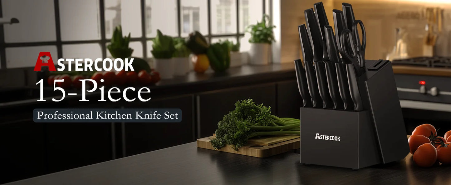 Astercook Stainless Steel Kitchen Knife Set With Sharp Blades
