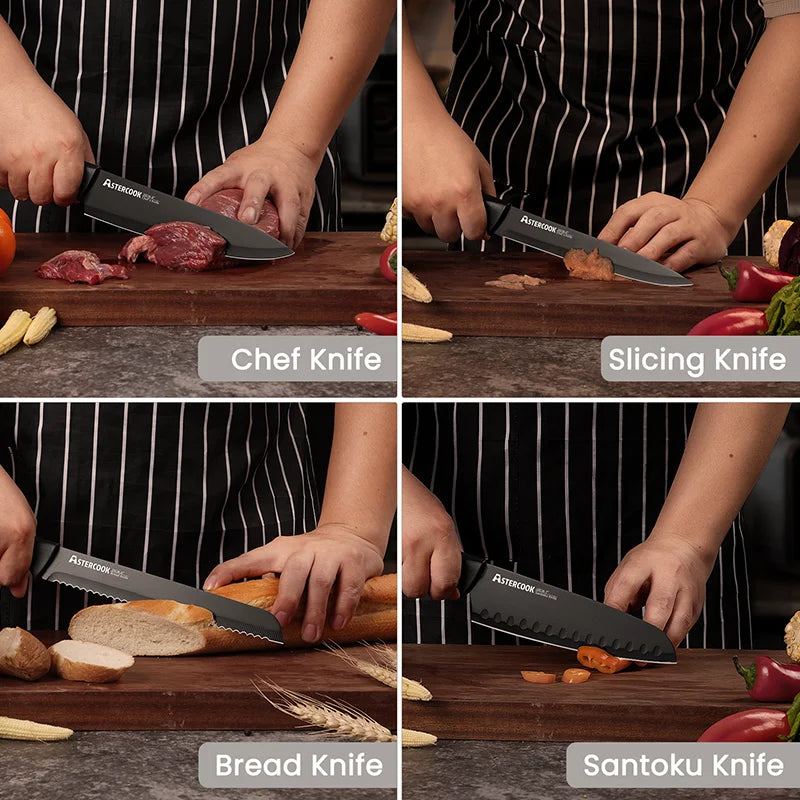 Astercook Stainless Steel Kitchen Knife Set With Sharp Blades