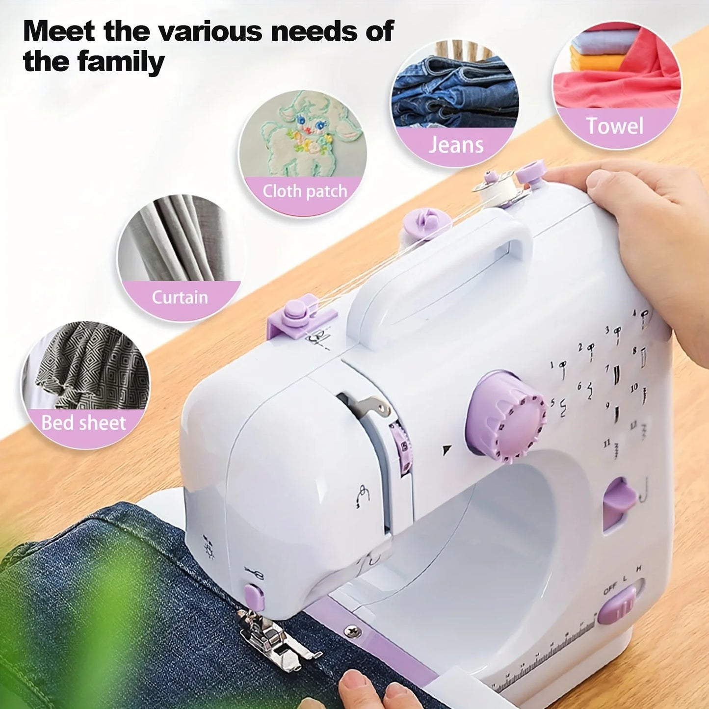 Electric Sewing Machine With Extension Table Foot Pedal And Light