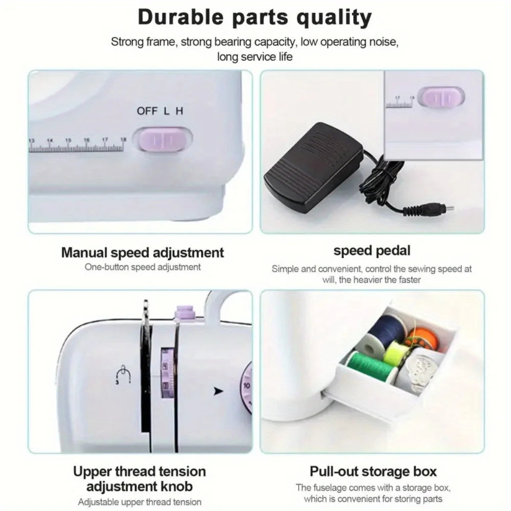 Electric Sewing Machine With Extension Table Foot Pedal And Light