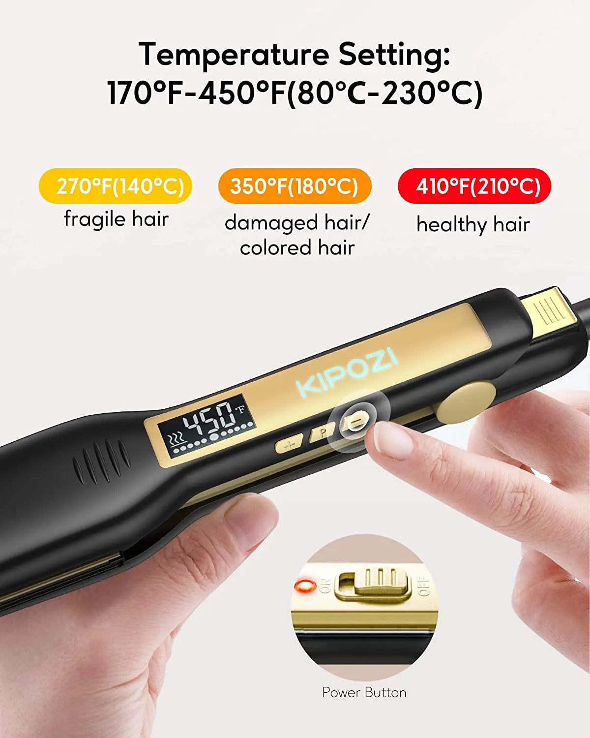 KIPOZI Professional Titanium Flat Iron Hair Straightener For Dry And Wet Hair