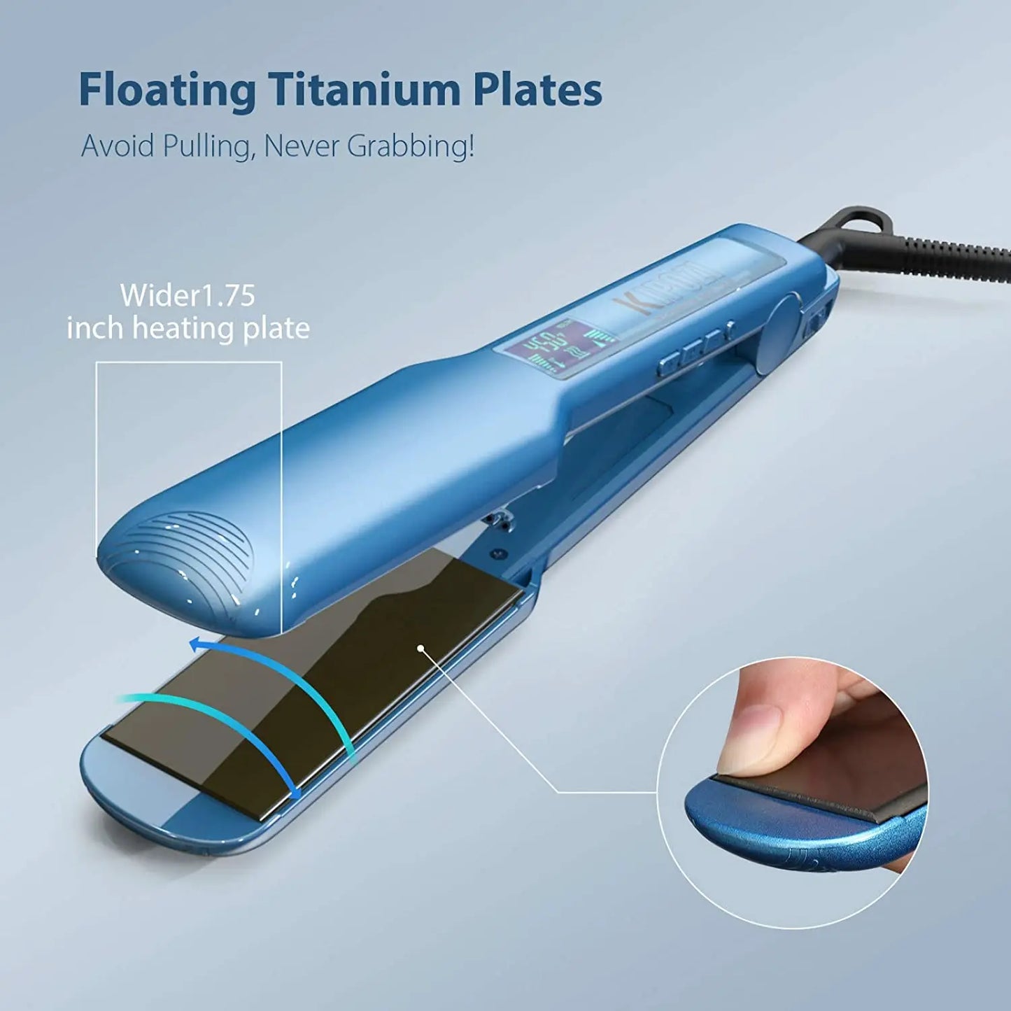 KIPOZI Professional Titanium Flat Iron Hair Straightener For Dry And Wet Hair