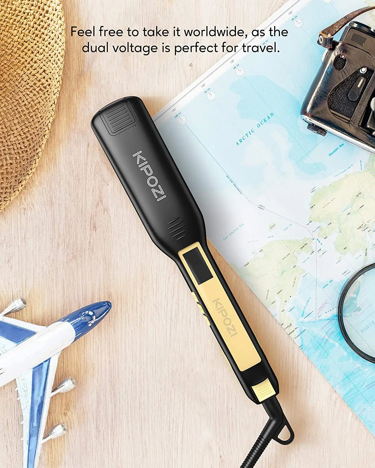 KIPOZI Professional Titanium Flat Iron Hair Straightener For Dry And Wet Hair