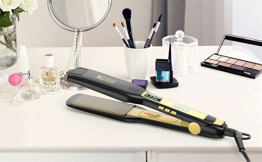 KIPOZI Professional Titanium Flat Iron Hair Straightener For Dry And Wet Hair