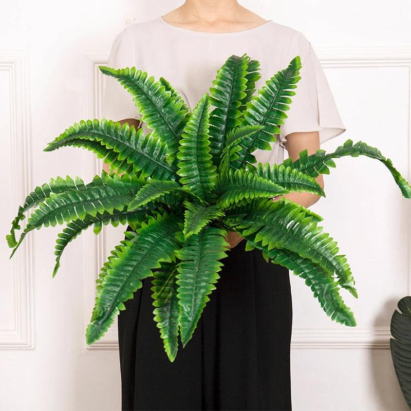 Lifelike Boston Fern Artificial Plant Plastic Outdoor Display