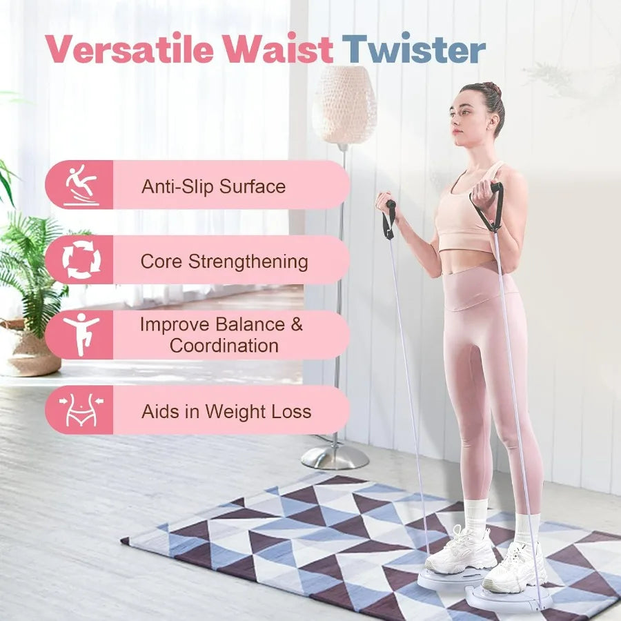Ab Twister Board Waist Twister With Counter And Resistance Bands