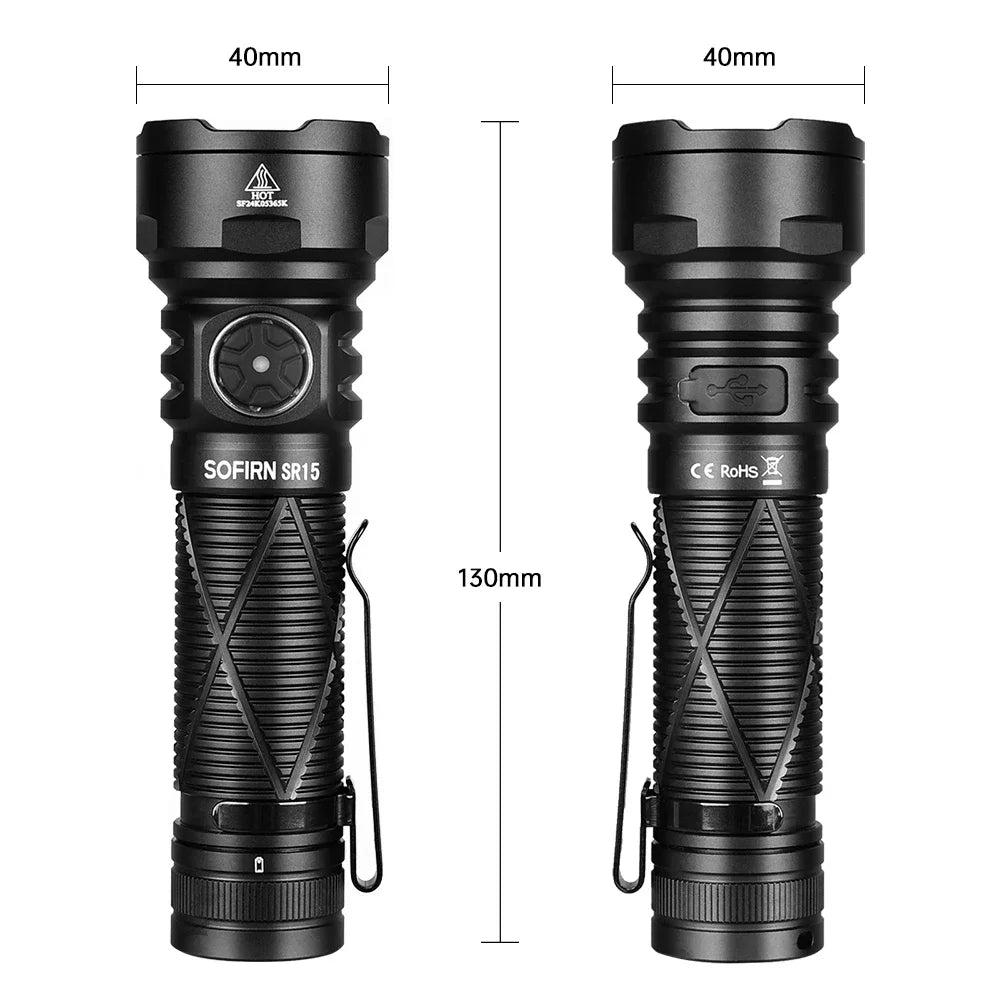Sofirn SR15 4500LM LED Flashlight Camping Hiking Outdoor