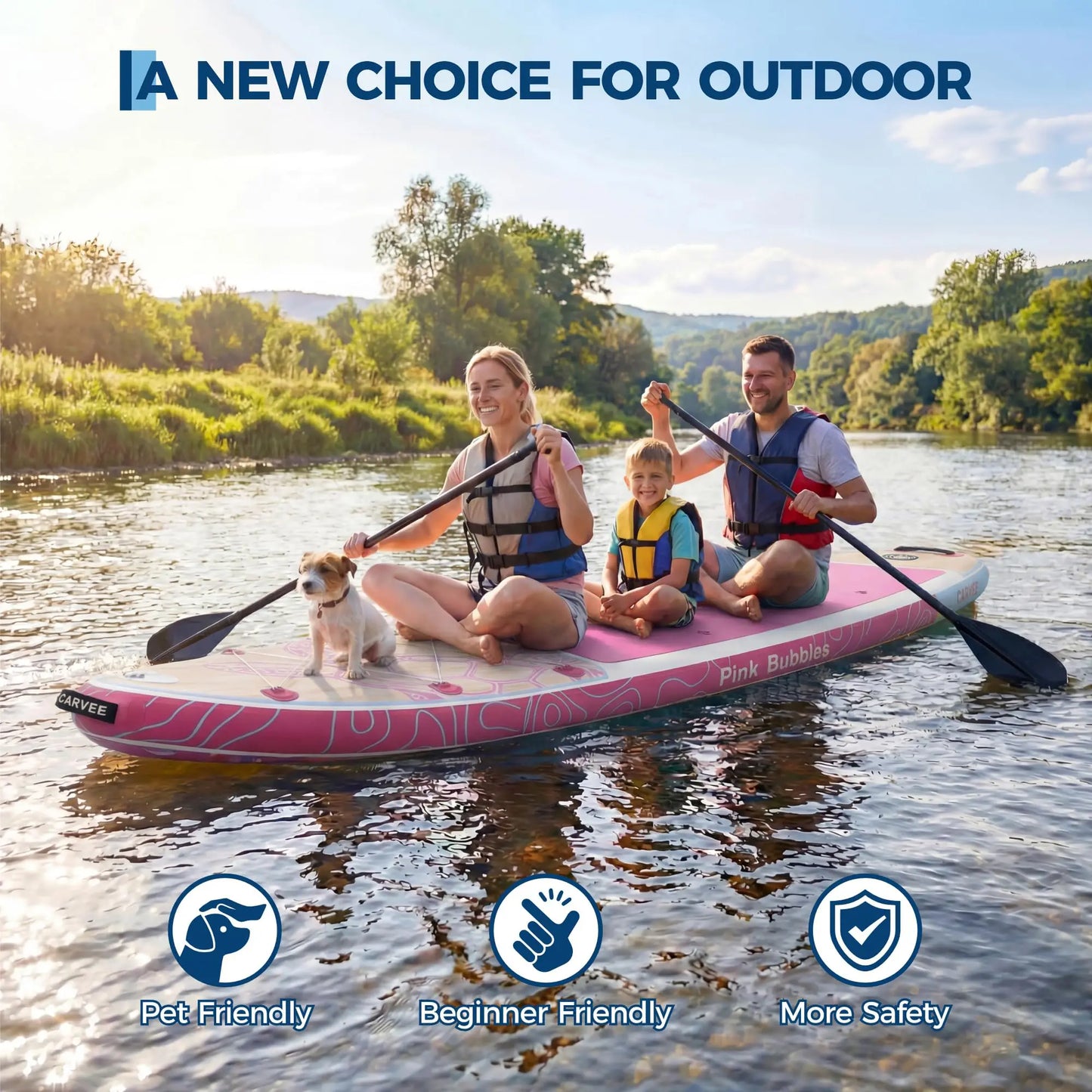 Extra Wide Inflatable Stand Up Paddleboard for Adults and Youth
