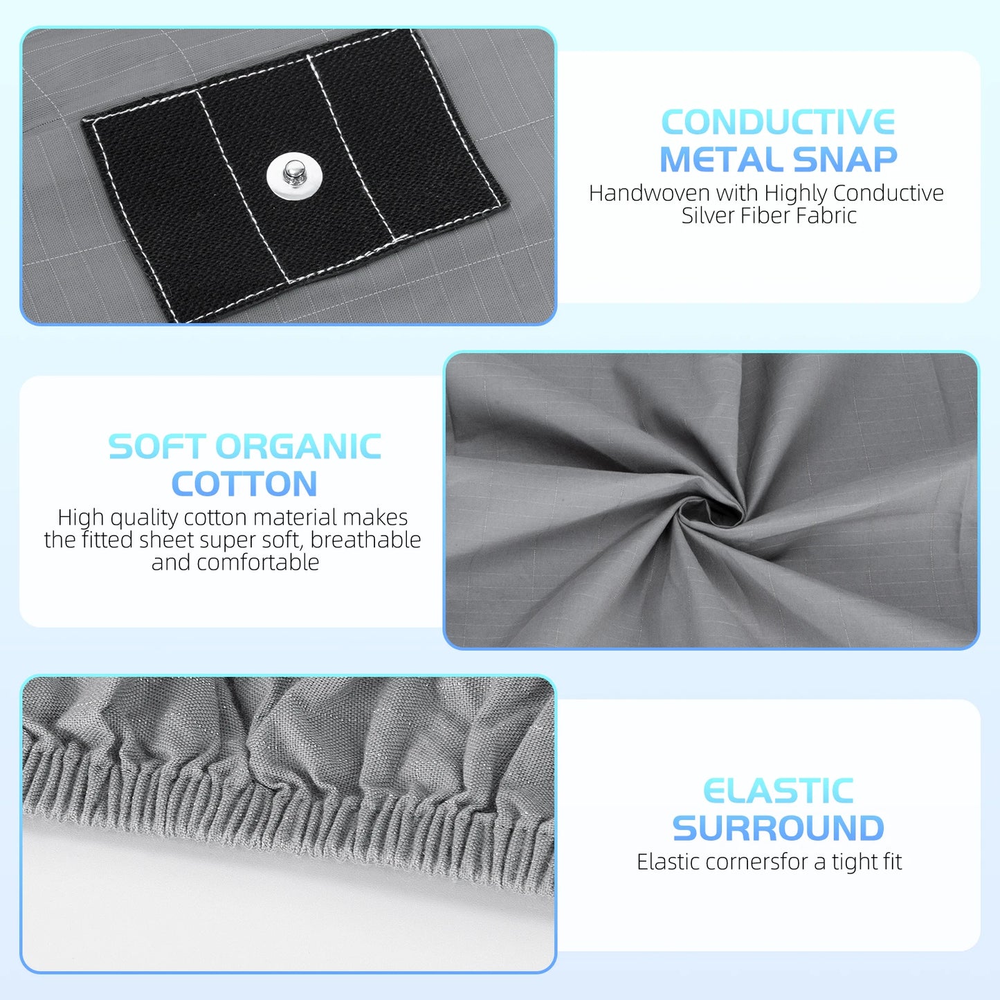 HLLBLL Grounding Sheet 90 Organic Cotton Silver Infused For Sleep