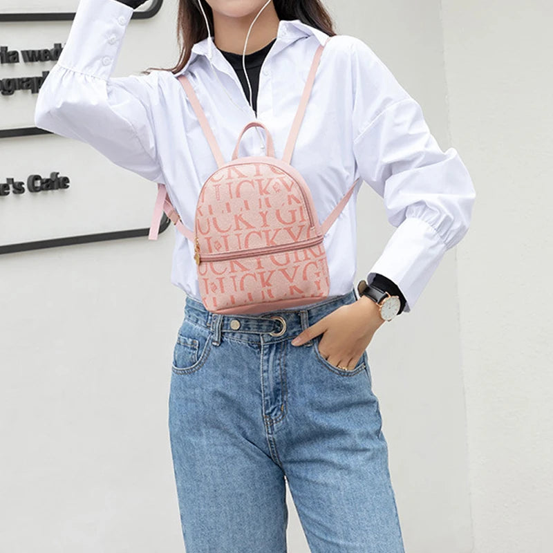 PU Leather Mini Backpack Retro Crossbody Bag For Unisex Casual