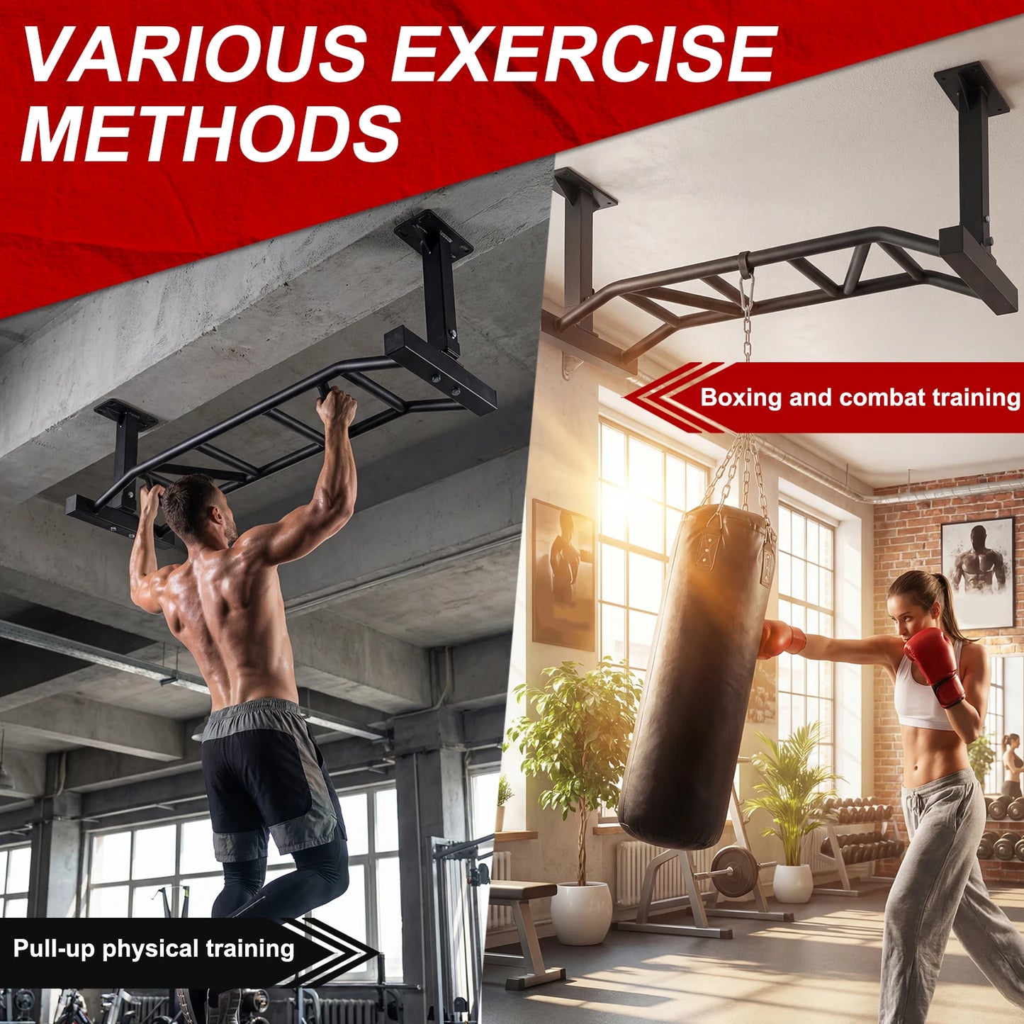 Ceiling Mount Pull Up Bar With Adjustable Height 600Lb Capacity