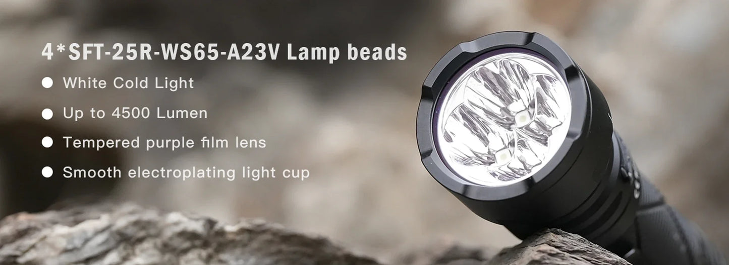 Sofirn SR15 4500LM LED Flashlight Camping Hiking Outdoor