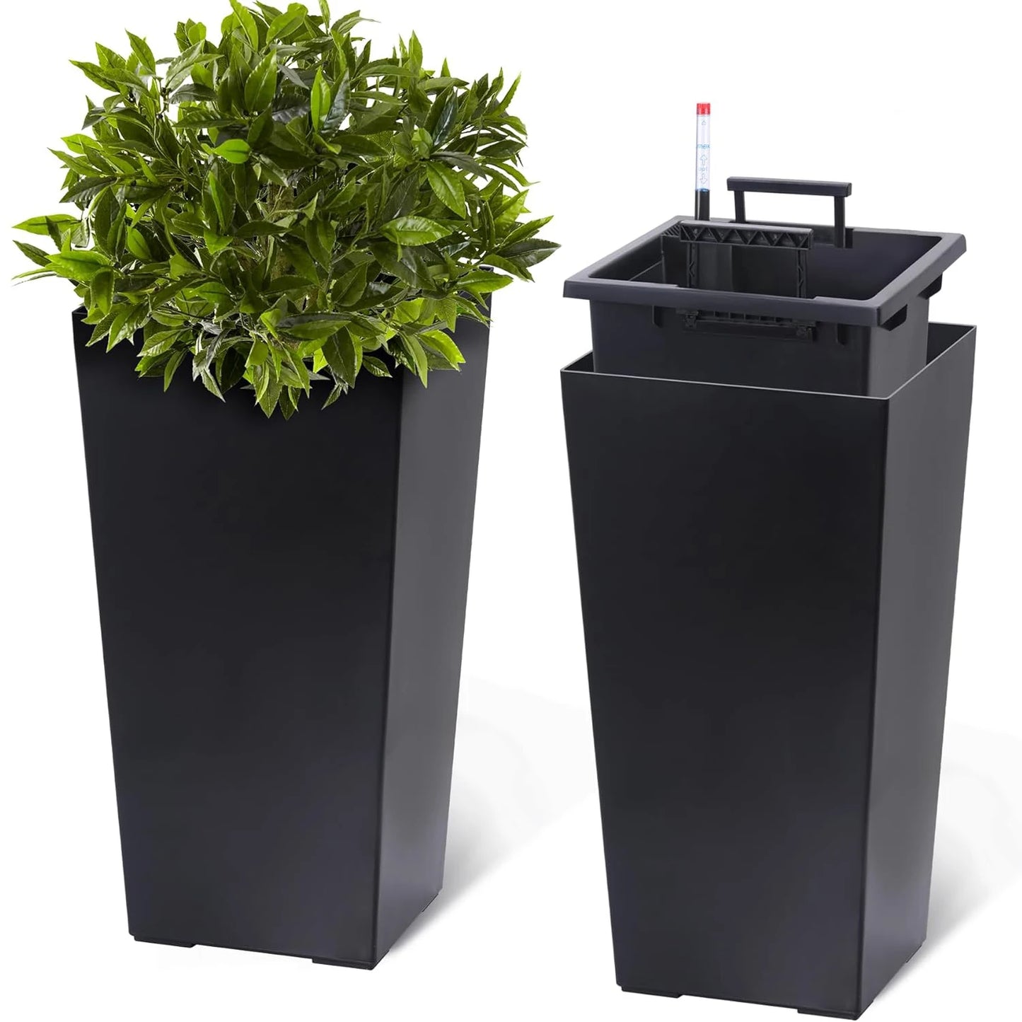 Two Pack Indoor Outdoor Planter With Shelf Insert Set