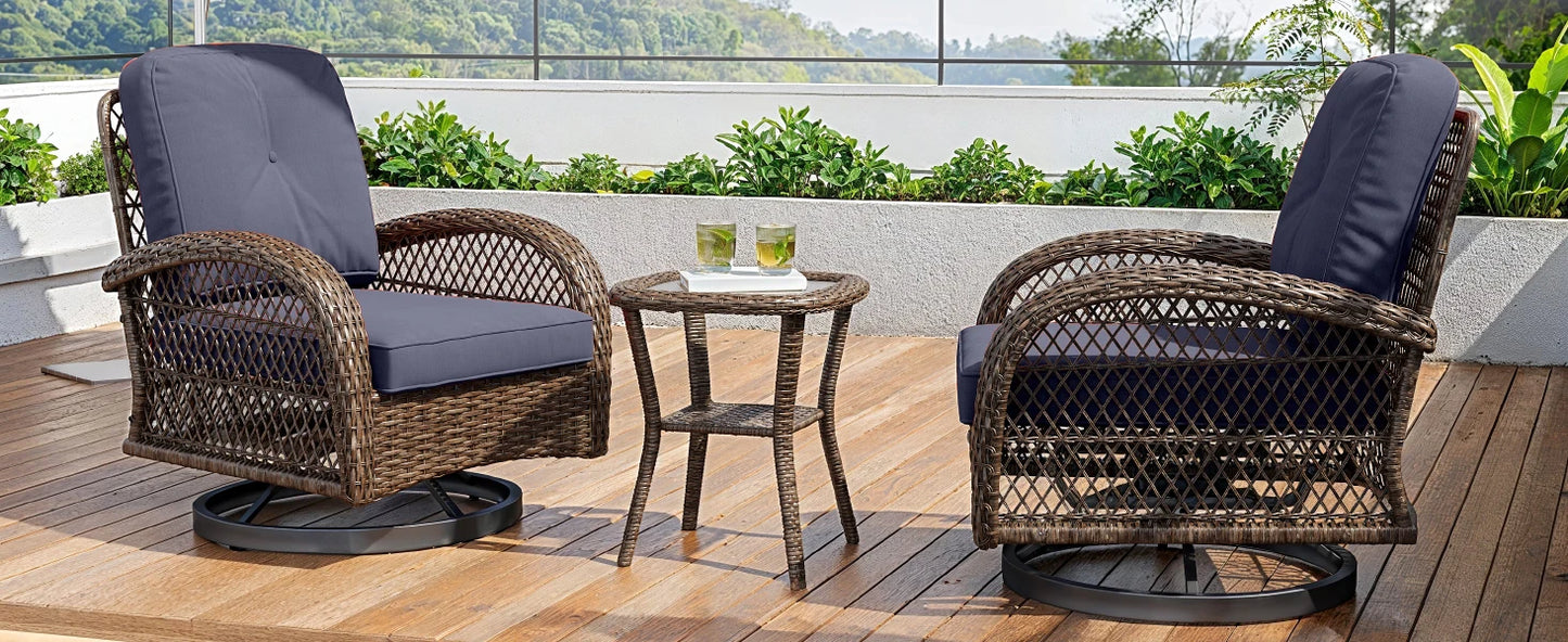 HOOMIC 3-Piece Outdoor Patio Furniture Set Rattan Wicker