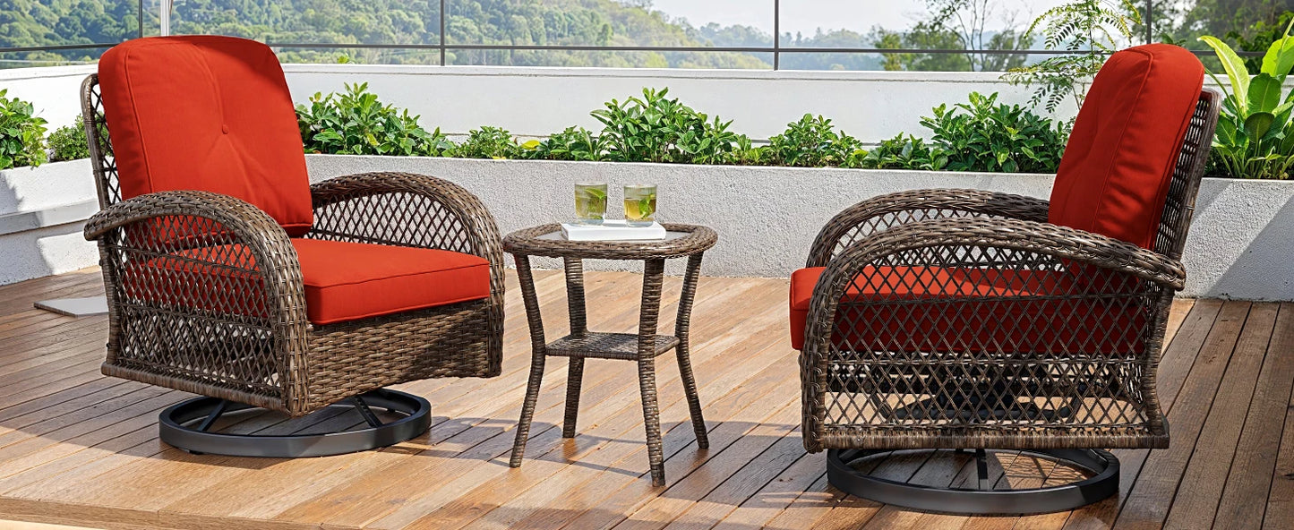 HOOMIC 3-Piece Outdoor Patio Furniture Set Rattan Wicker
