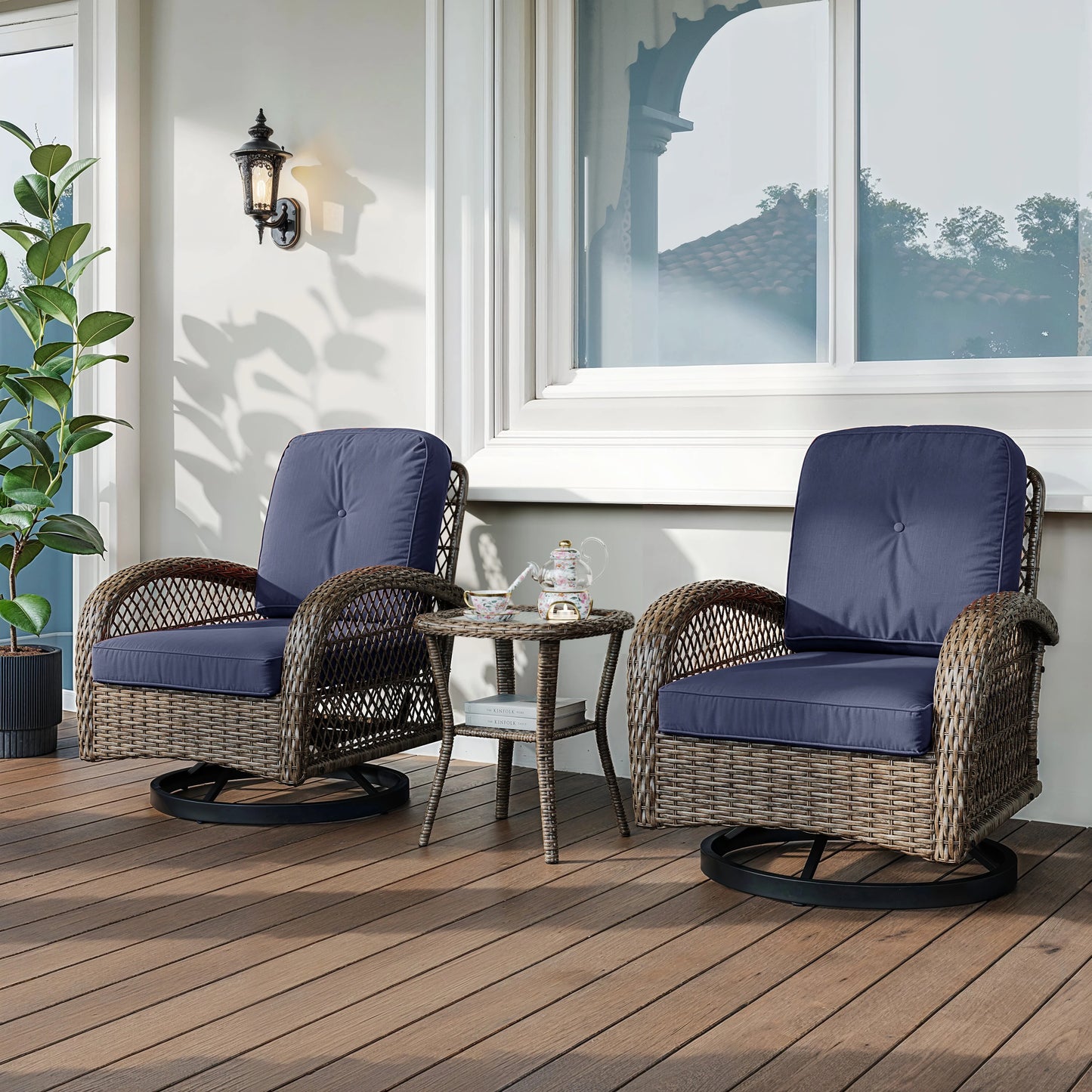 HOOMIC 3-Piece Outdoor Patio Furniture Set Rattan Wicker