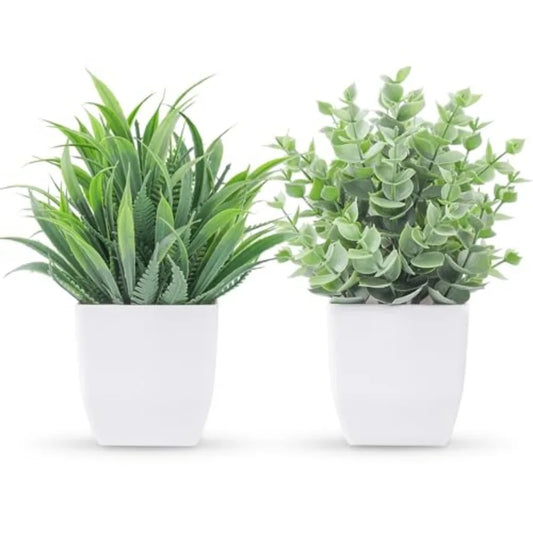 Two Pack Mini Fake Plants In Potted Decor For Indoors