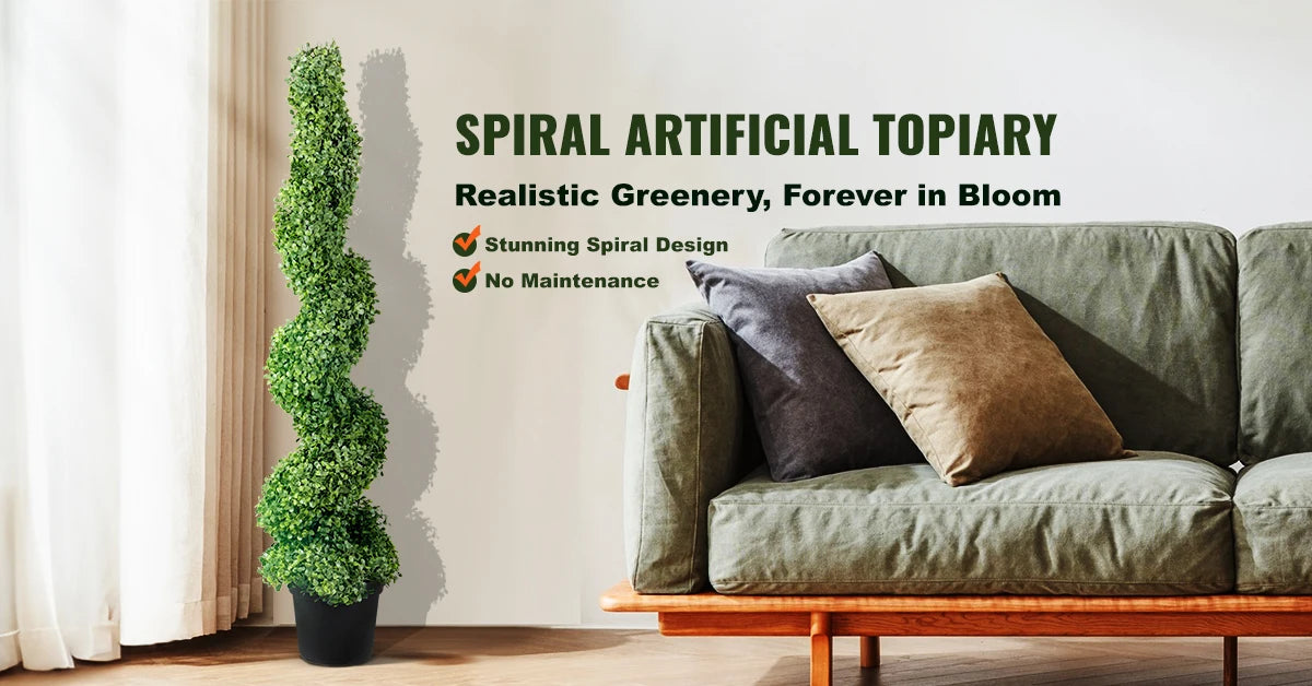 SucceBuy Artificial Boxwood Topiary Spiral Tower For Outdoor Decor