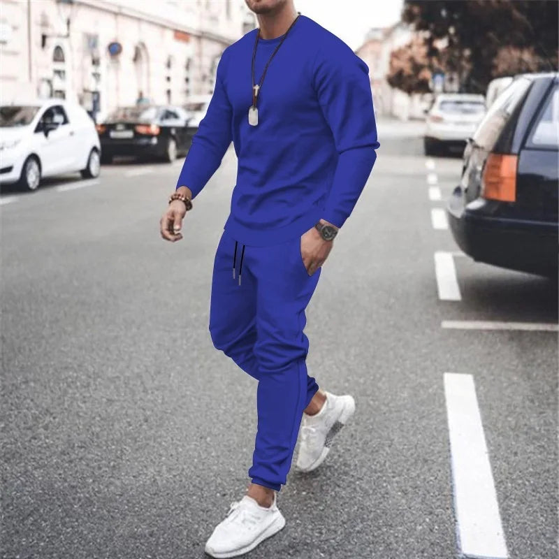 Men Running Track Suit Set Sweatshirt and Sweatpants Polyester Spandex