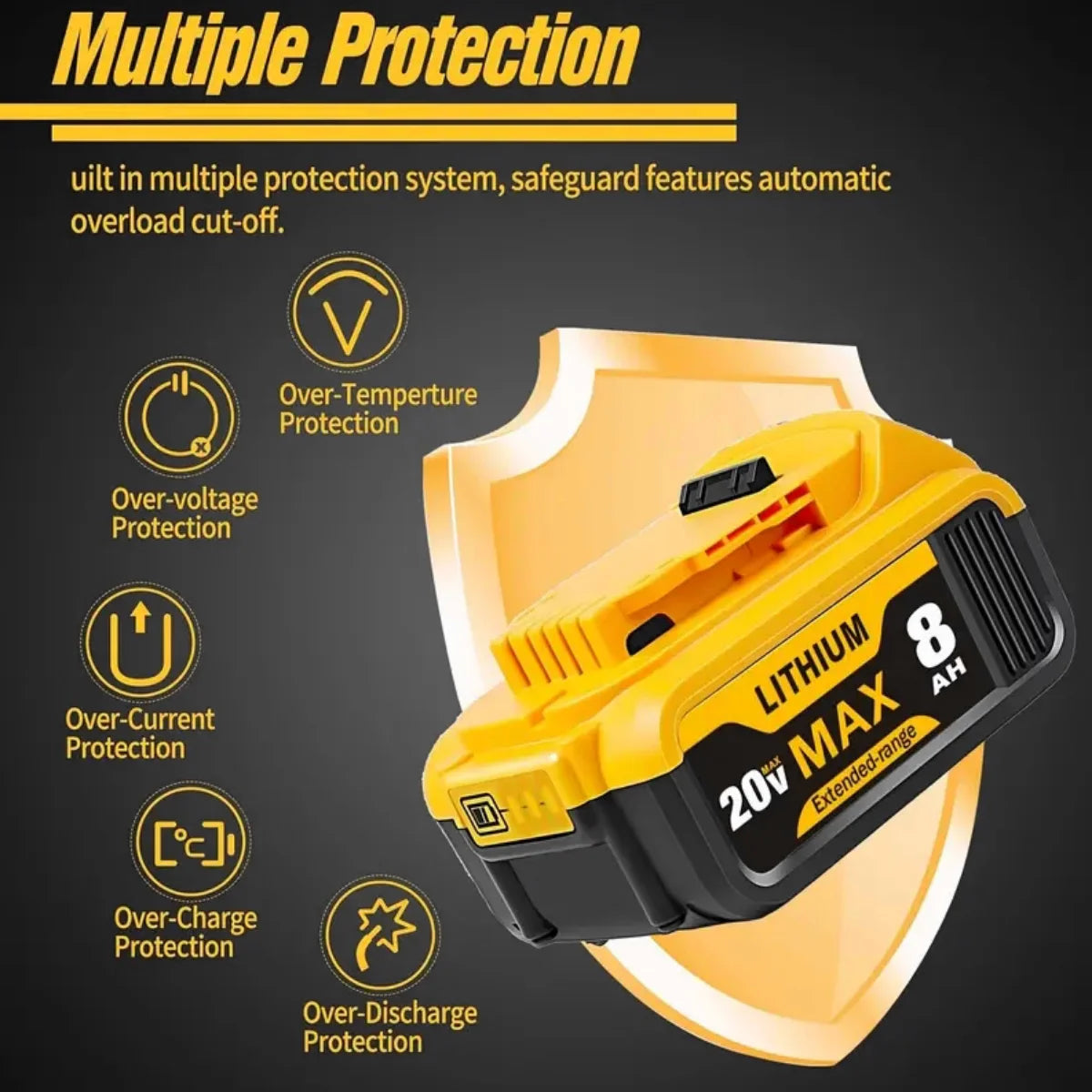 Dewalt 20V 8000mAh Lithium Ion Replacement Battery