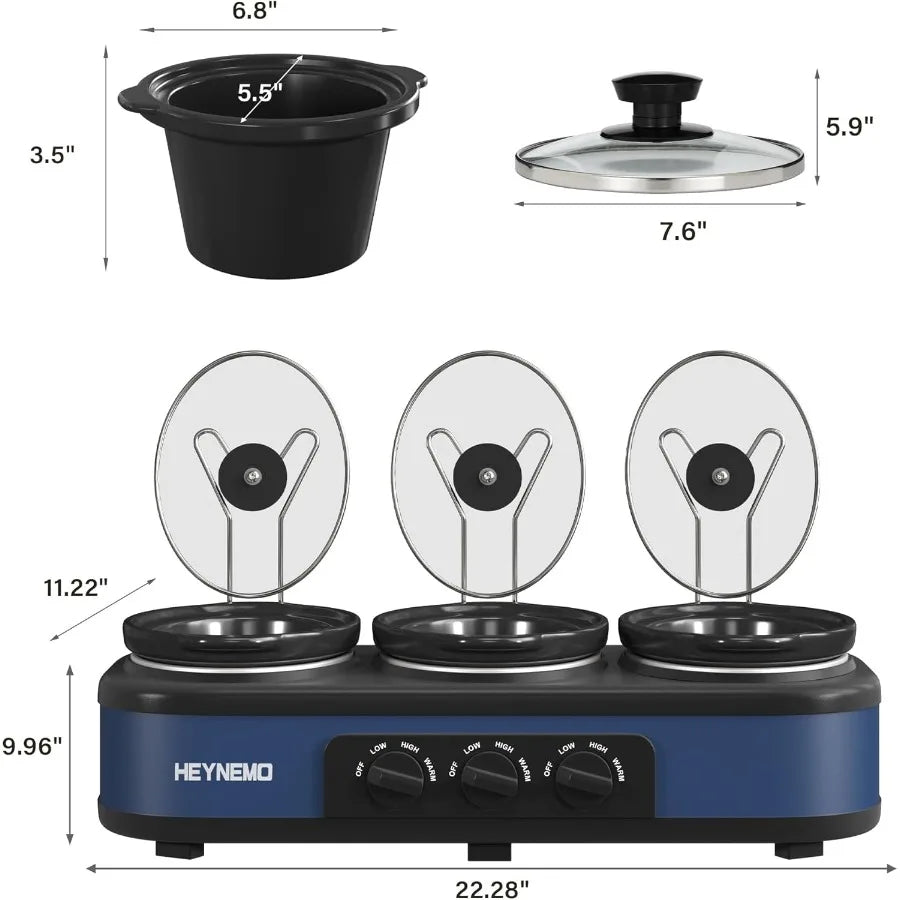 Abay Triple Slow Cooker Buffet Servers and Warmers
