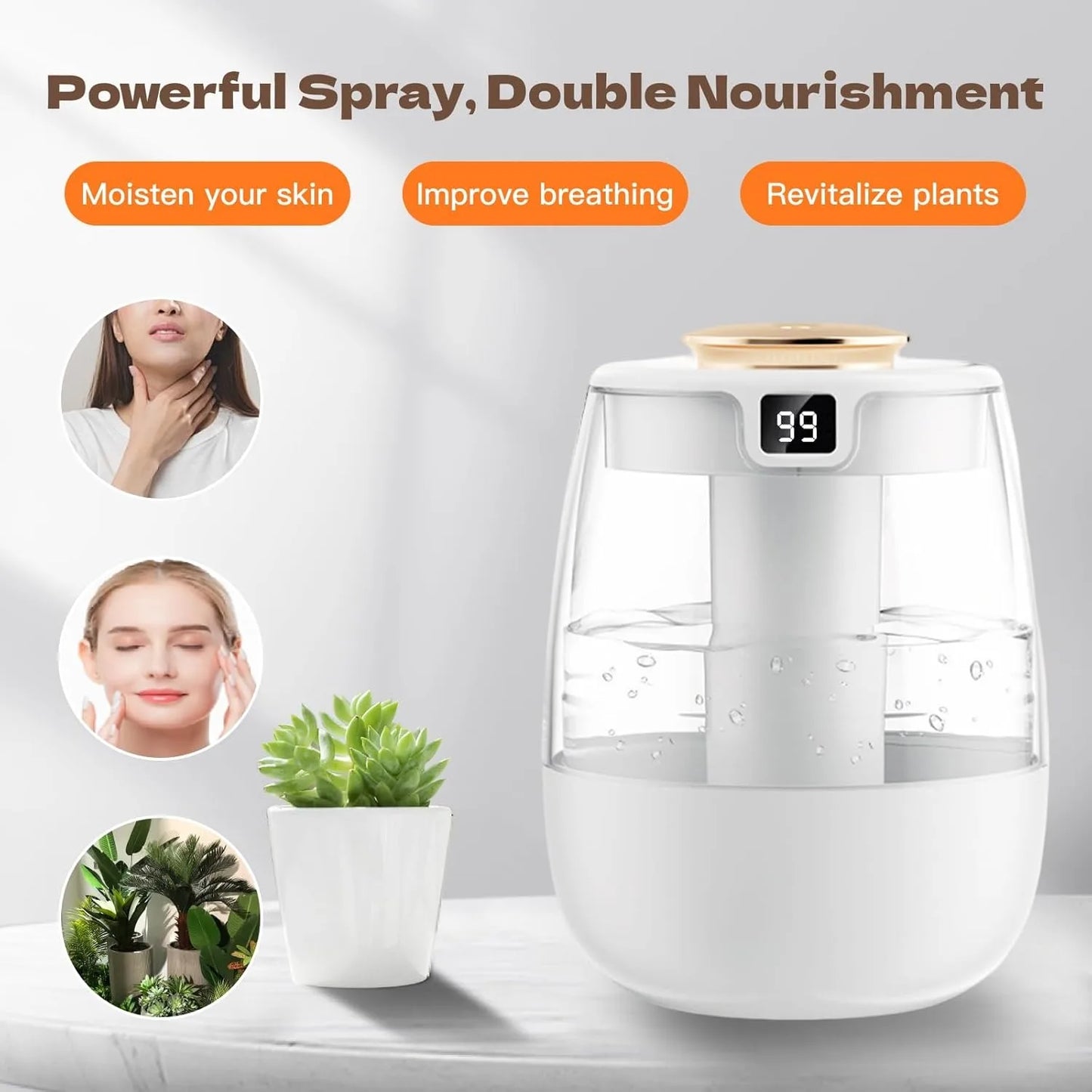 Double Spray Humidifier USB Powered Mist For Rooms