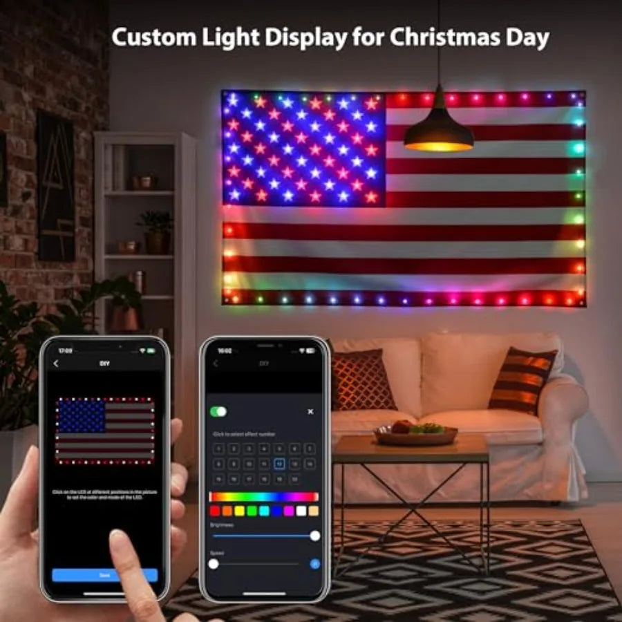Smart Lighted American Flag App Controlled LED Flag