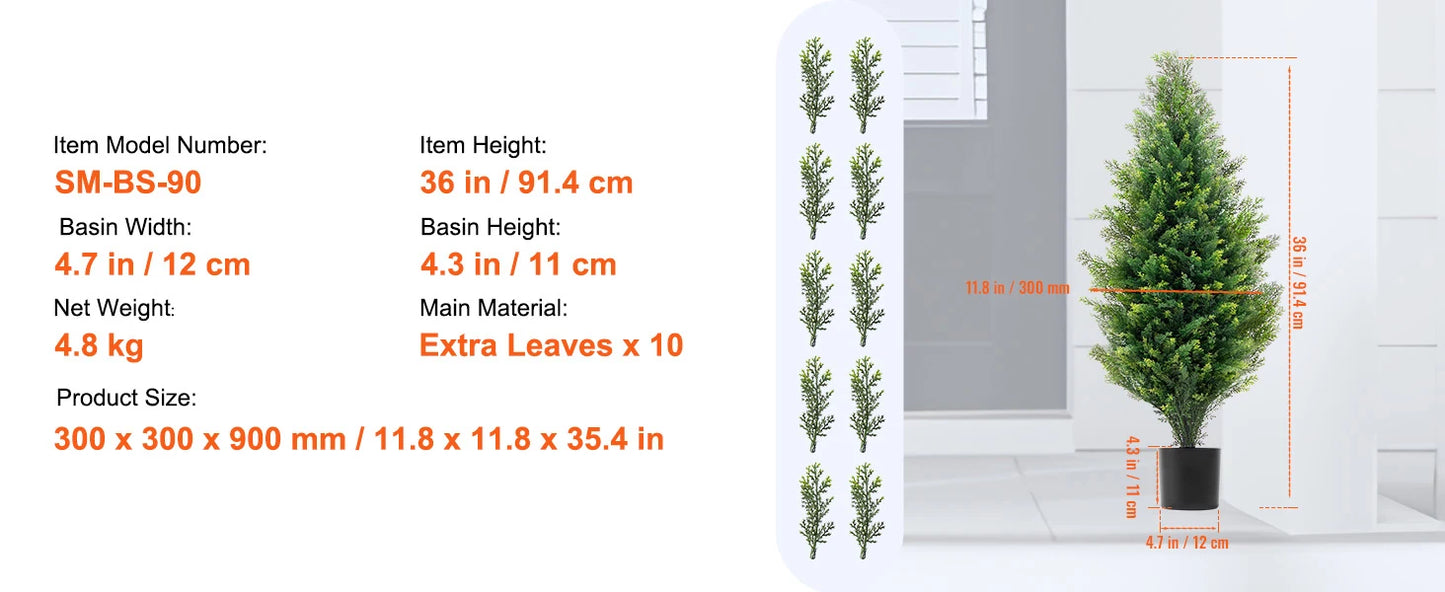 SucceBuy Artificial Cedar Topiary Tree Evergreen Faux Plant