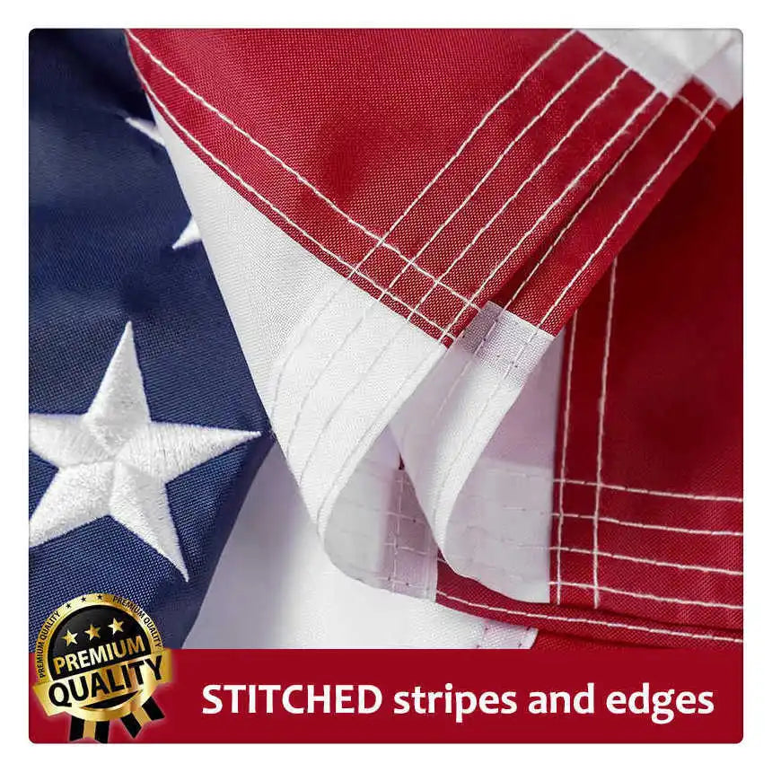 Embroidered USA Flag Banner 50 Stars 13 Stripes Waterproof Oxford Fabric