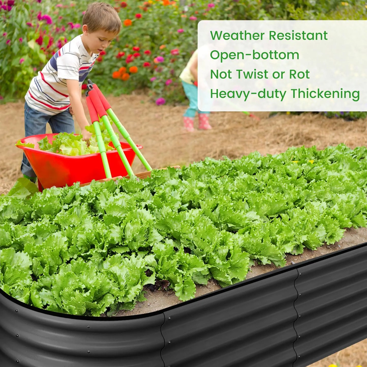 2 Pack Oval Galvanized Steel Raised Garden Bed Open Base