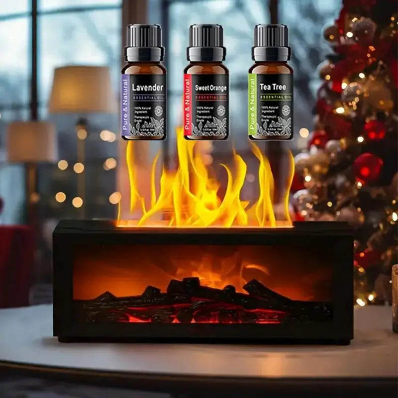 Auto Shutoff Flame Simulation Humidifier Essential Oil Diffuser