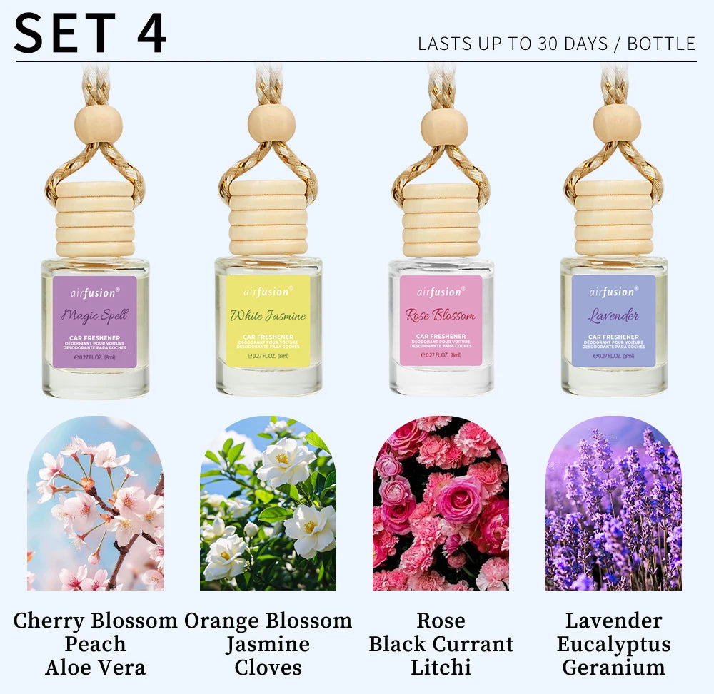 4 Pack Hanging Car Air Freshener Diffuser Premium Scent