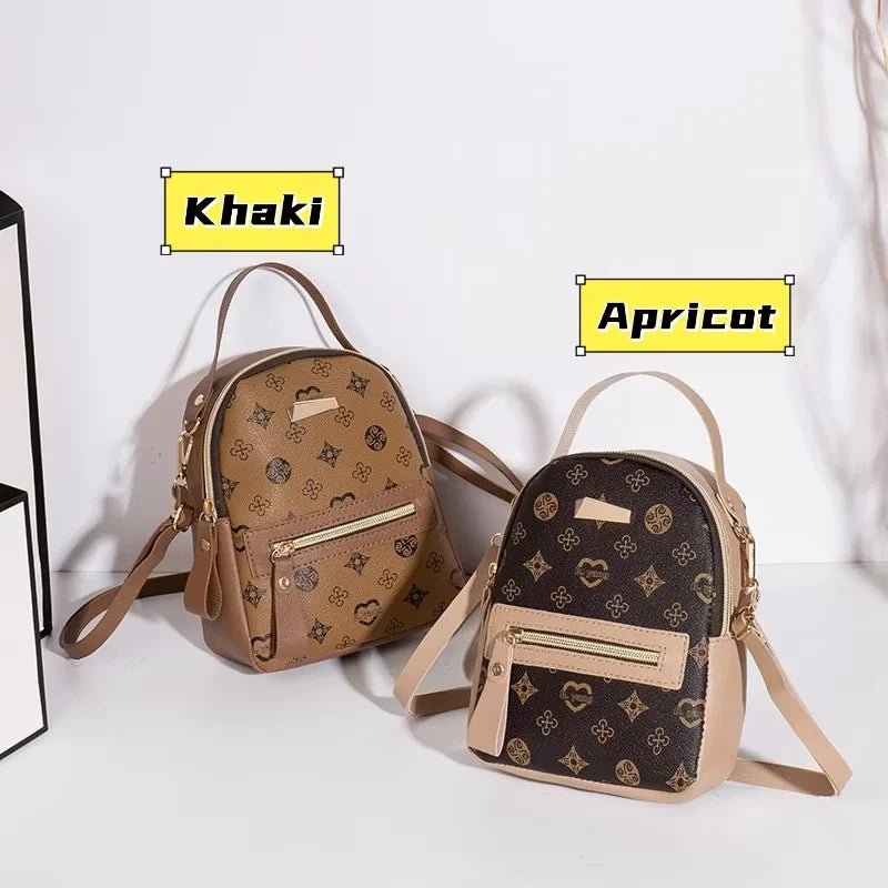 Flower Print Backpack For Women Fashion PU Material School Bag