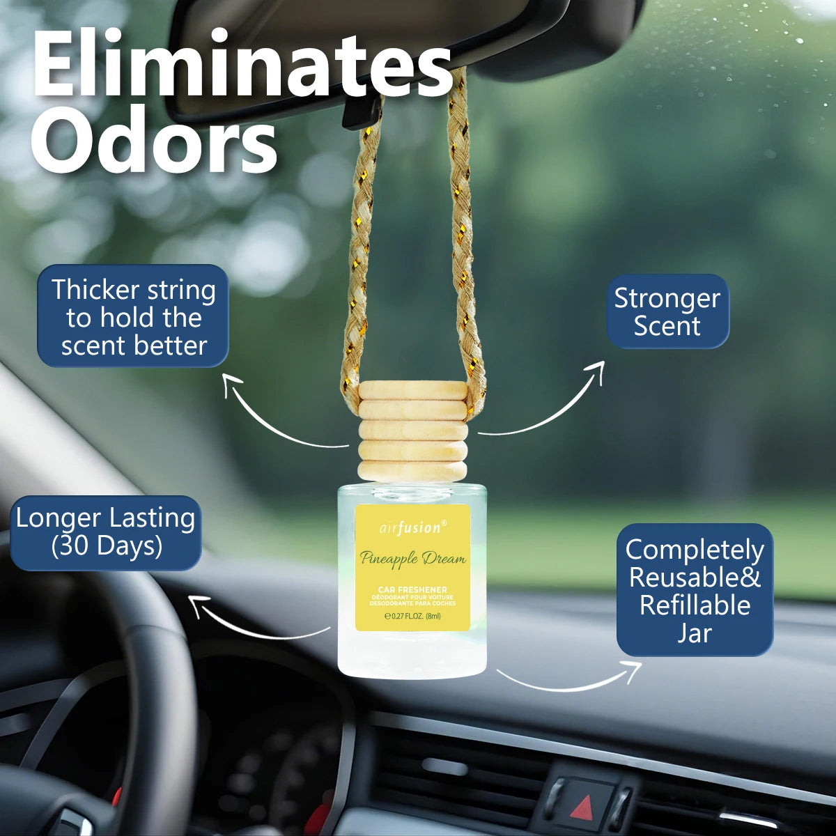 4 Pack Hanging Car Air Freshener Diffuser Premium Scent