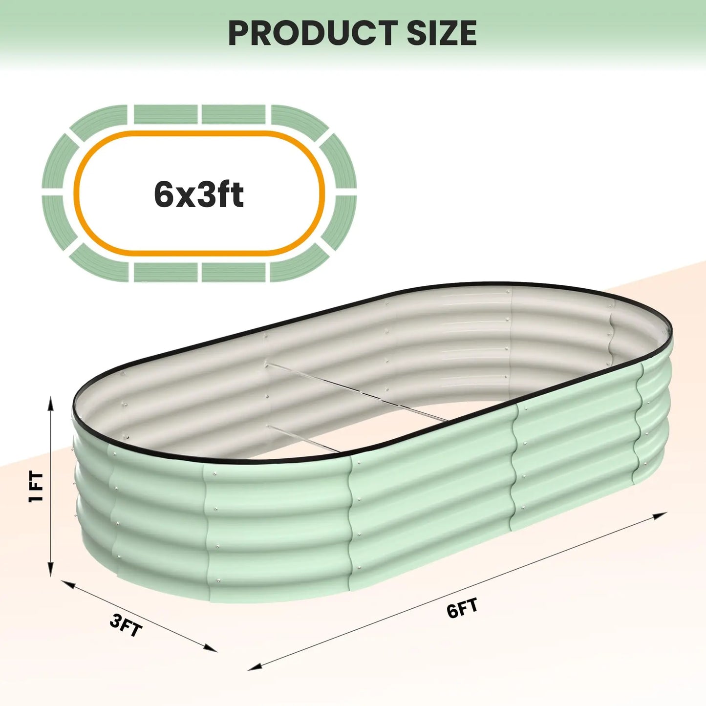 2 Pack Oval Galvanized Steel Raised Garden Bed Open Base