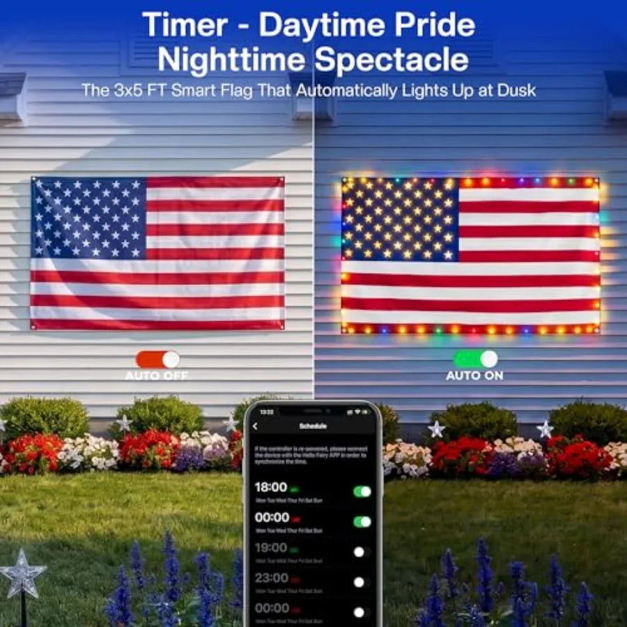 Smart Lighted American Flag App Controlled LED Flag
