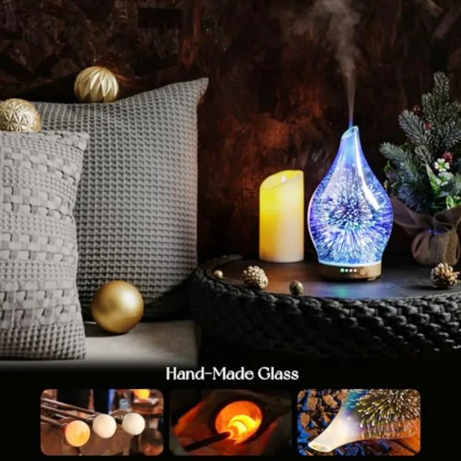 Oil Diffuser 3D Glass Aromatherapy Ultrasonic Humidifier