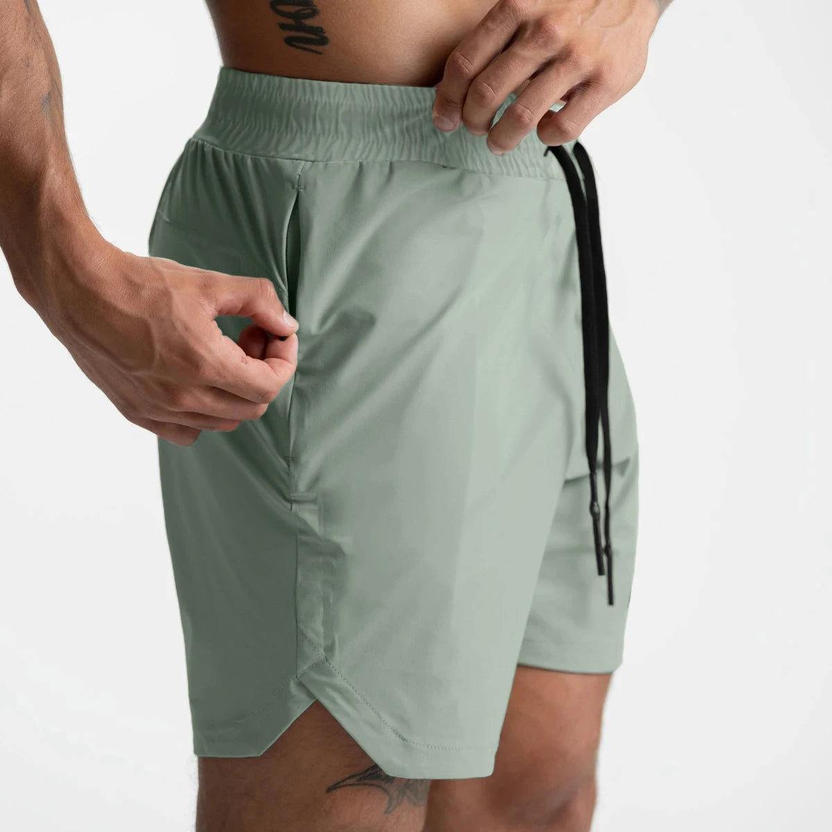 Mens Quick Dry Running Shorts Polyester Solid Pattern
