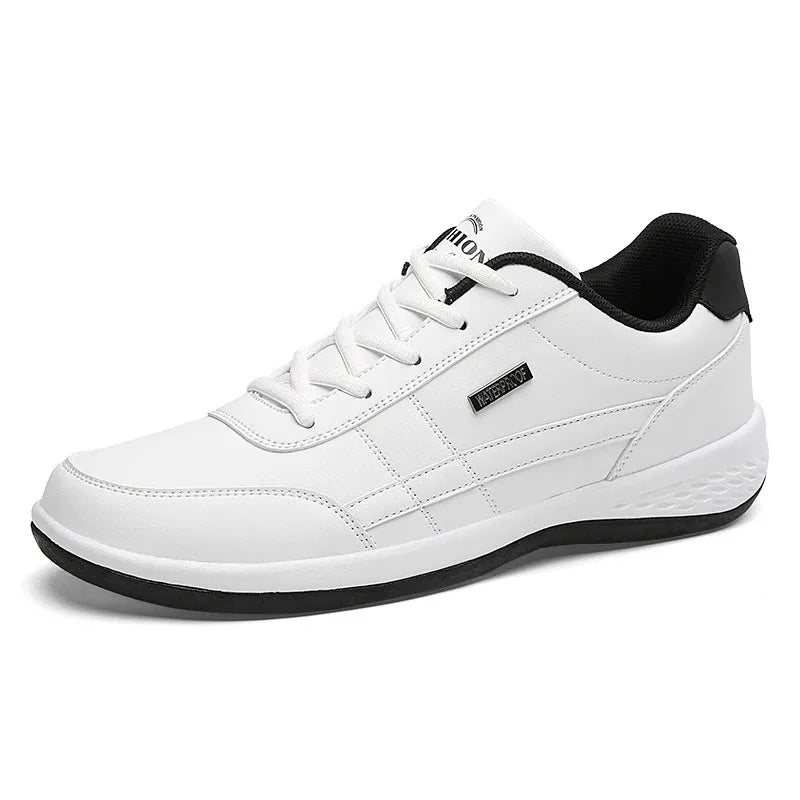 Men PU Leather Sneakers Trend Casual Breathable Shoes