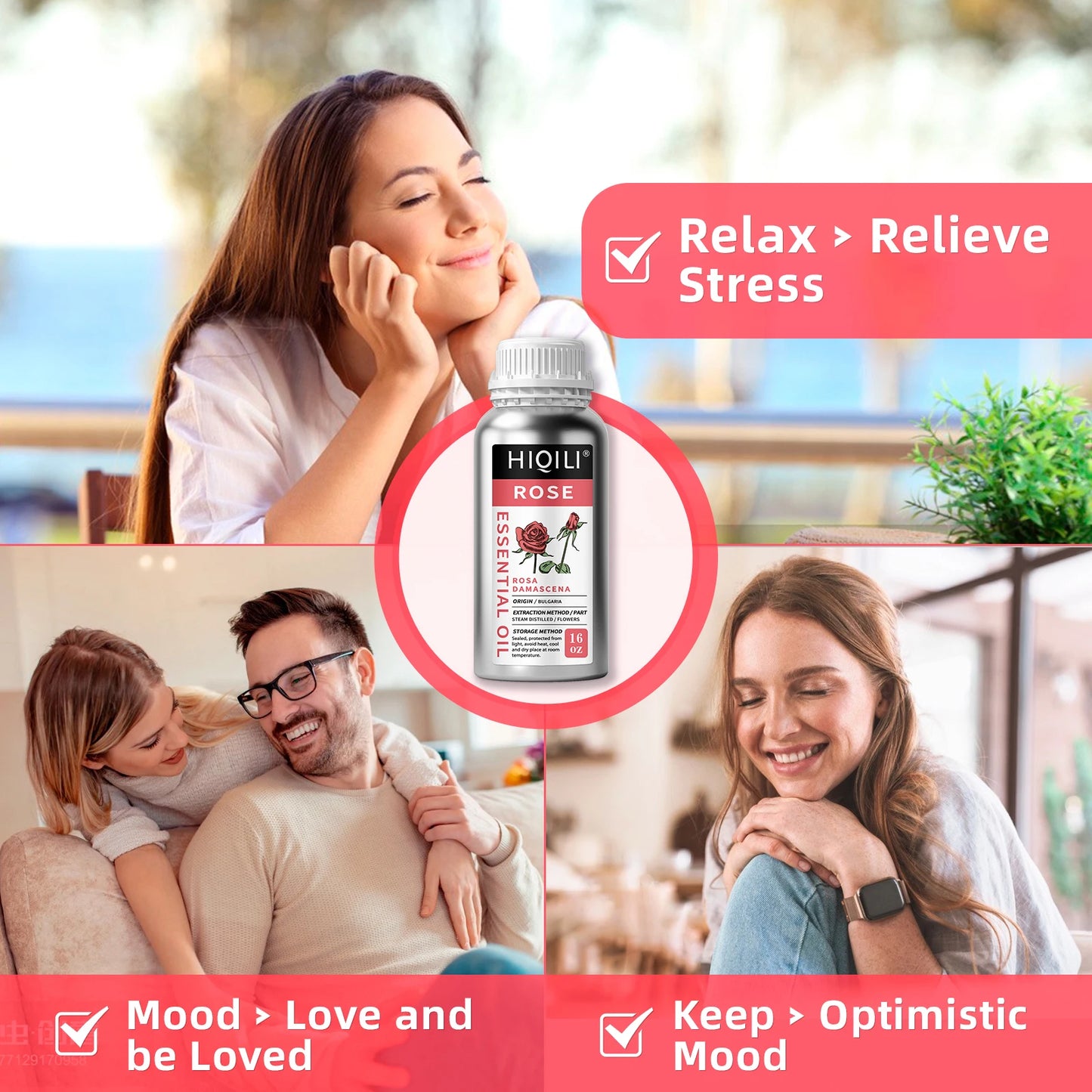 5Pure Rose Ginger Peppermint Cinnamon Essential Oil