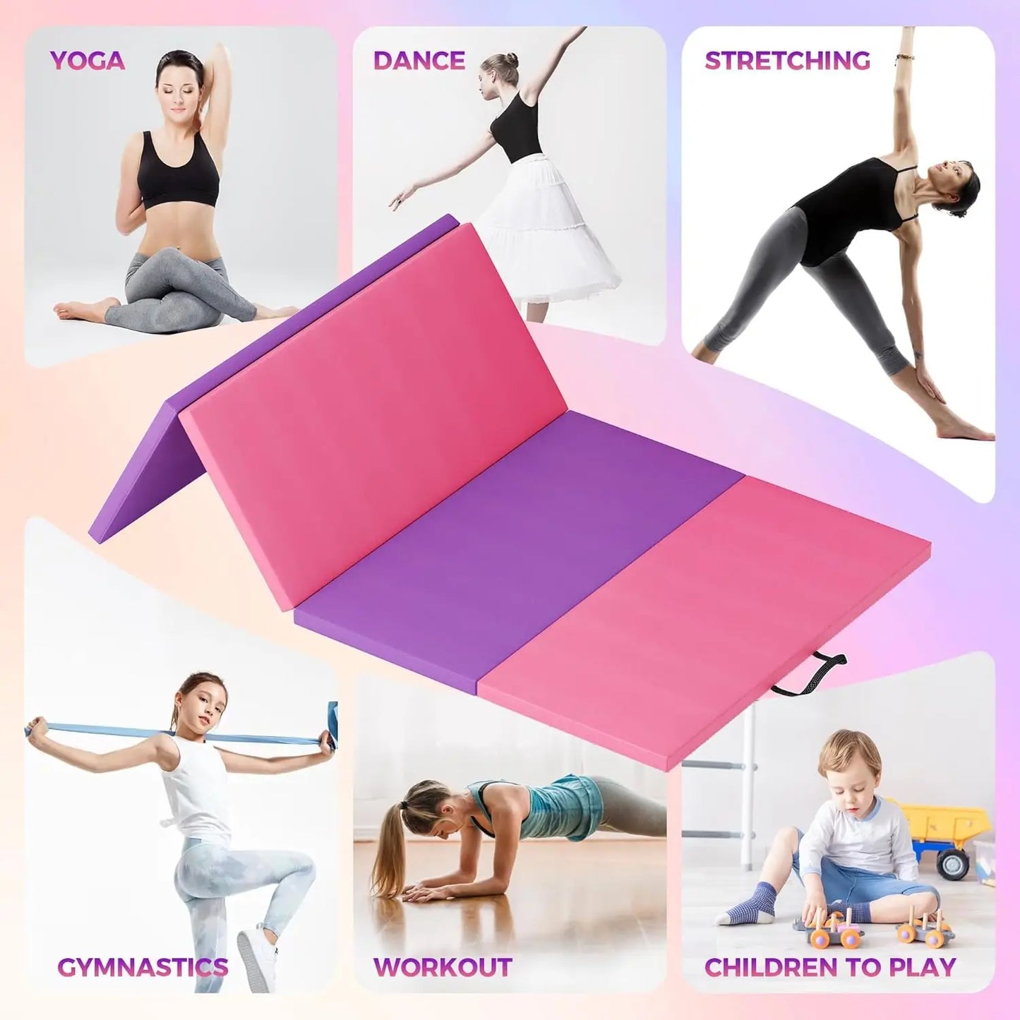 Folding Gym Mat With Extra Firm High Density EPE Foam For Tumbling