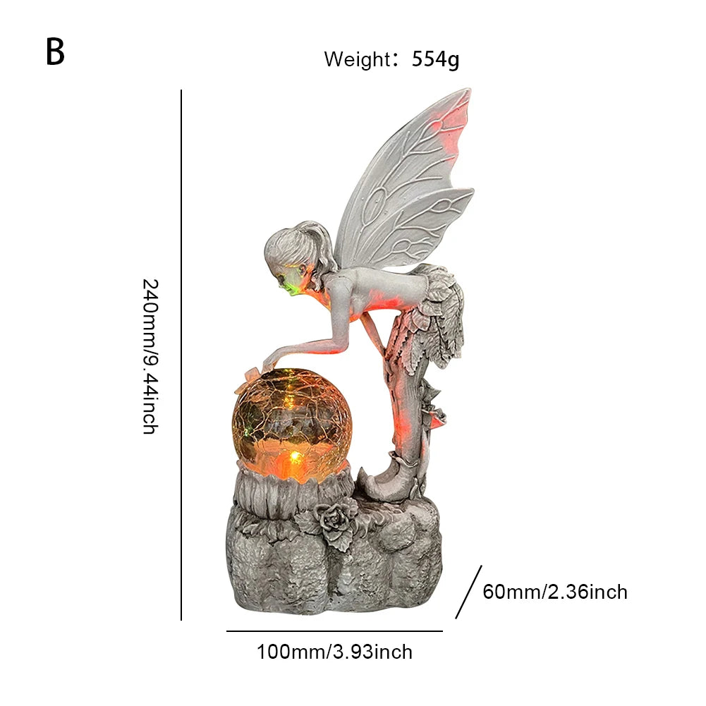 Luminous Resin Fairy Garden Solar Angel Statue Ornament