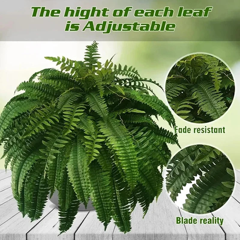Lifelike Boston Fern Artificial Plant Plastic Outdoor Display