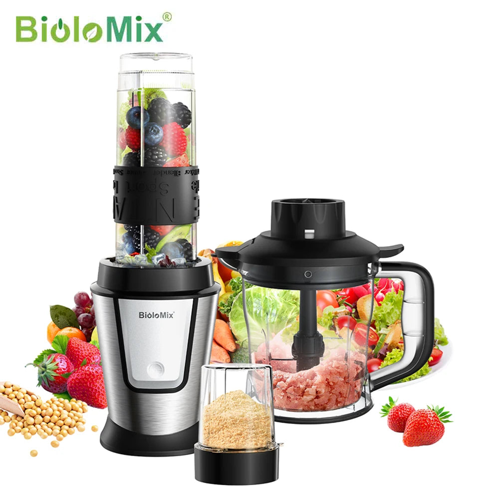 BioloMix 700W 3 in 1 Portable Food Processor Juicer Blender