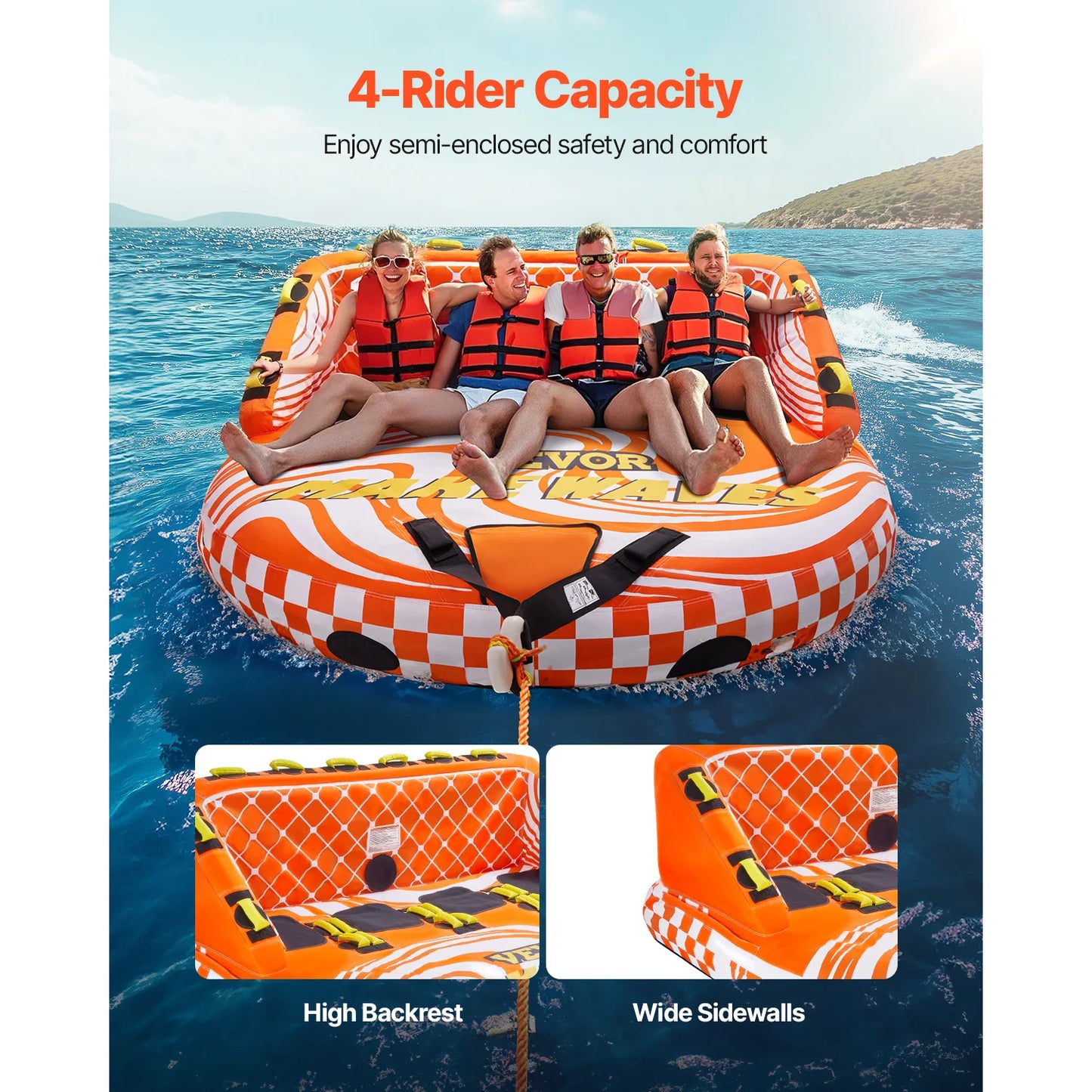 SucceBuy Towable Tube For Boating And Water Sports