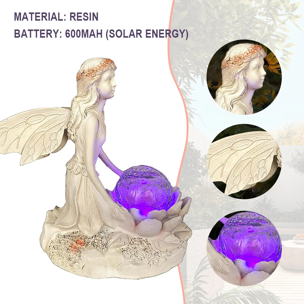Luminous Resin Fairy Garden Solar Angel Statue Ornament