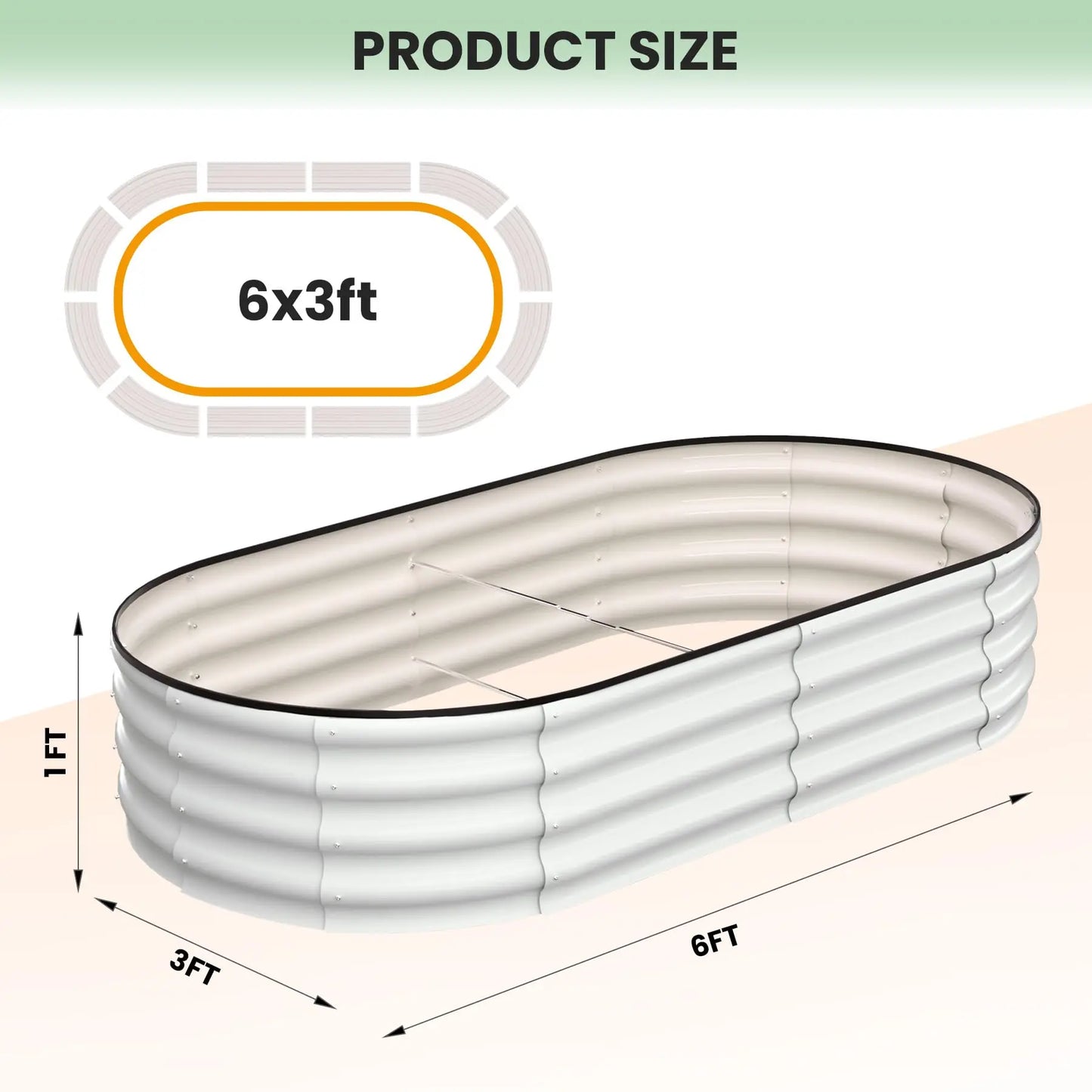 2 Pack Oval Galvanized Steel Raised Garden Bed Open Base