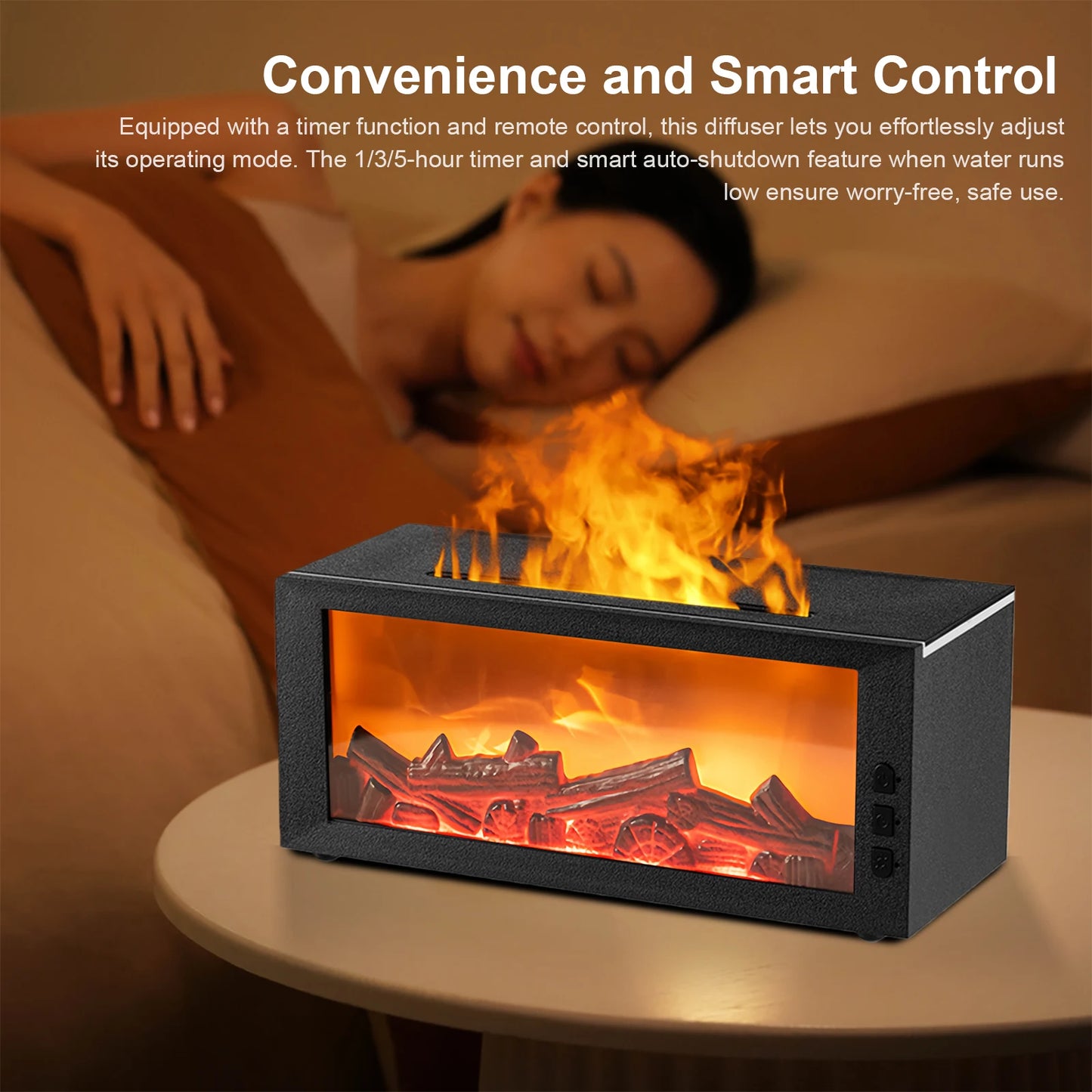 Fireplace Flame Air Diffuser Humidifier Aromatherapy Essential Oil Diffuser